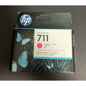 HP DesignJet 711 Magenta 3-Pack CZ135A Factory Sealed Use By 09/2020
